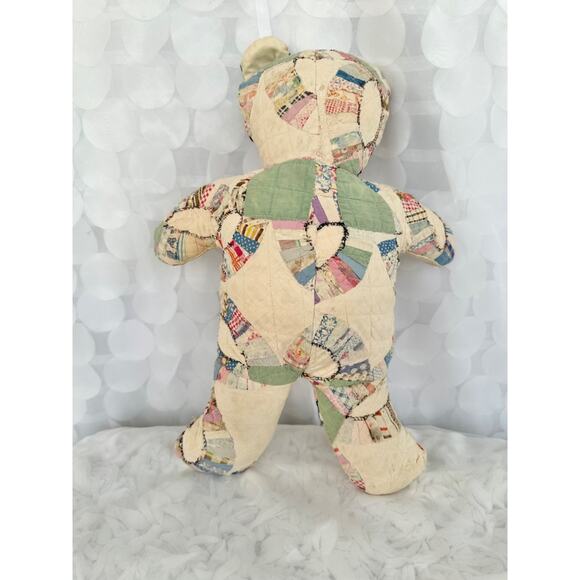 Vintage Teddybear PATCHWORK Calico Feedsack Hand Made Cotton Shabby Chic Country - Picture 3 of 11